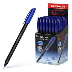 Ручка шариковая Erich Krause, U-108 Black Edition Stick синий, 1 мм