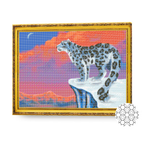 Leopardul zăpezilor, 40х50 cm, mozaic cu diamante