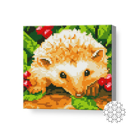 Ежик среди ягод, 20х20 см, алмазная мозаика