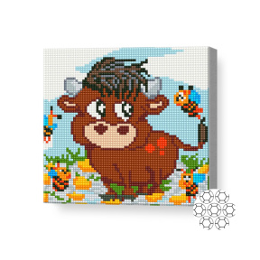 Бурый бычок, 20х20 см, алмазная мозаика