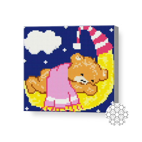 Мишка уснул на месяце, 20х20 см, алмазная мозаика