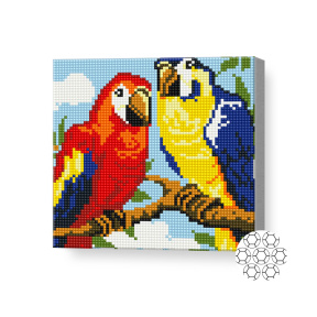 Яркие попугаи, 20х20 см, алмазная мозаика