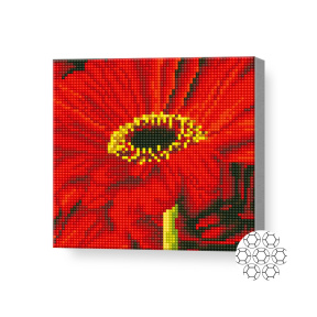 Gerbera roșie, 20х20 cm, mozaic cu diamante