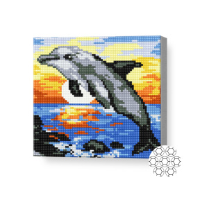 Дельфин на закате, 20х20 см, алмазная мозаика