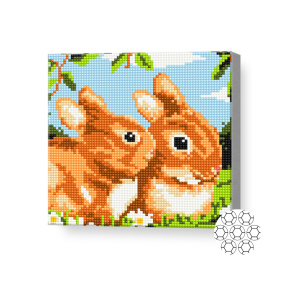 Бурые кролики, 20х20 см, алмазная мозаика