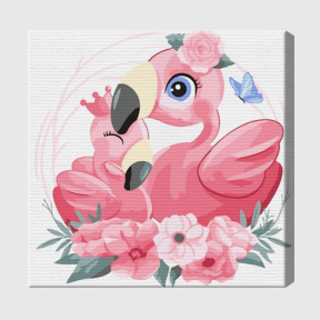 Flamingo mama cu fiica 20х20 cm, pictură pe numere