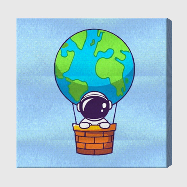 Cosmonaut pe balon 20х20 cm, pictură pe numere