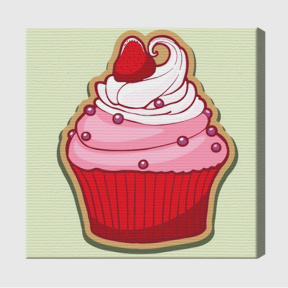 Muffin cu căpșună 20х20 cm, pictură pe numere