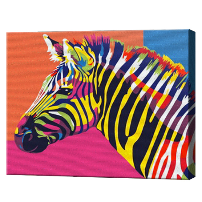 Zebra curcubeu 20х30 cm, pictură pe numere