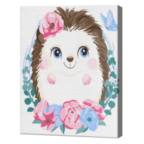 Ежик в цветах 20х30 см, картина по номерам