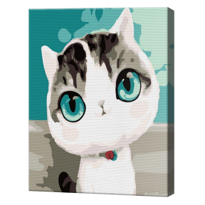Зеленоглазый котик 20х30 см, картина по номерам