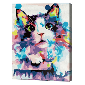 Разноцветный котик 20х30 см, картина по номерам