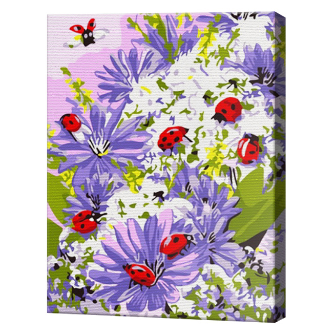 Buburuze pe flori 20х30 cm, pictură pe numere