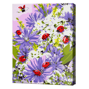 Buburuze pe flori 20х30 cm, pictură pe numere