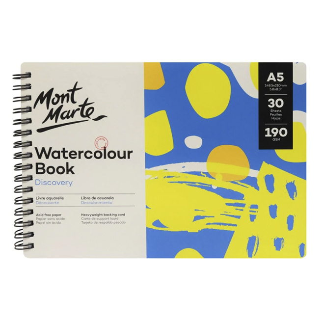 Spiral Sketchbook A5, 190 gsm, 30 foi, pentru acuarelă, cu pânză groasă