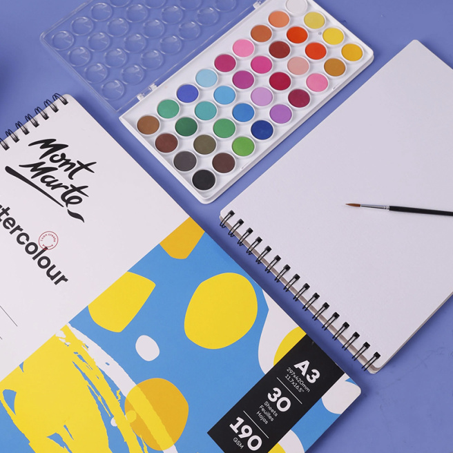 Spiral Sketchbook A5, 190 gsm, 30 foi, pentru acuarelă, cu pânză groasă