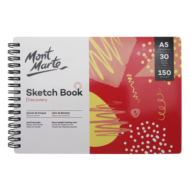 Sketchbook cu spirală A5, 150 gsm, 30 foi, dry media