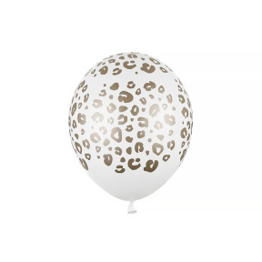 Balon lucios Leopard Print, alb