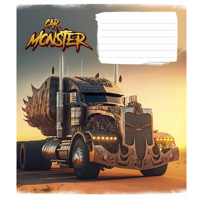 Тетрадь 12 листов, клетка Школярик 3243 Monster cars