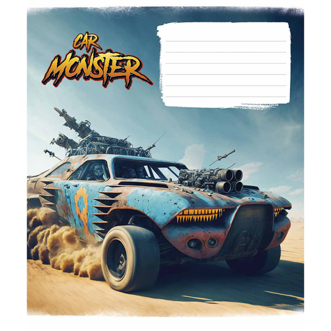 Тетрадь 12 листов, клетка Школярик 3243 Monster cars