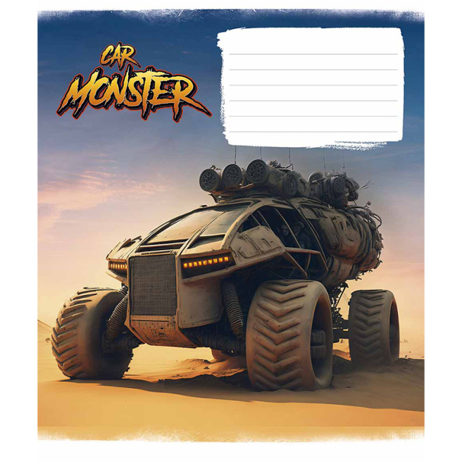 Тетрадь 12 листов, клетка Школярик 3243 Monster cars