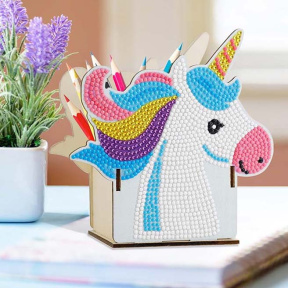 Подставка для ручек с алмазной мозаикой. Единорог