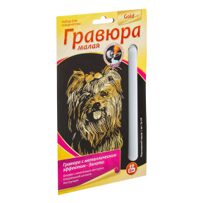 Гравюра малая с эффектом золота Йоркширский терьер