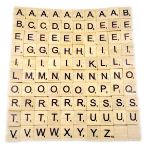 Set de litere din lemn pentru scrapbooking, 1,8x2 cm,