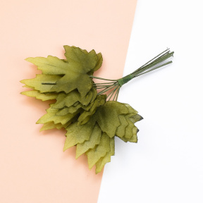 Букет листьев для творчества, осень, 5 см, 12 шт, цвет т.зеленый