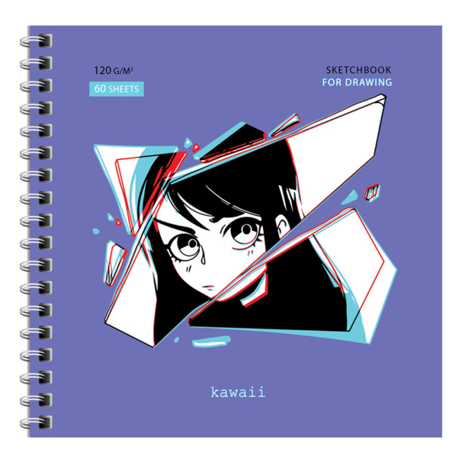 Sketchbook MESHU "Kawaii", cu spirală, A5, 60 foi
