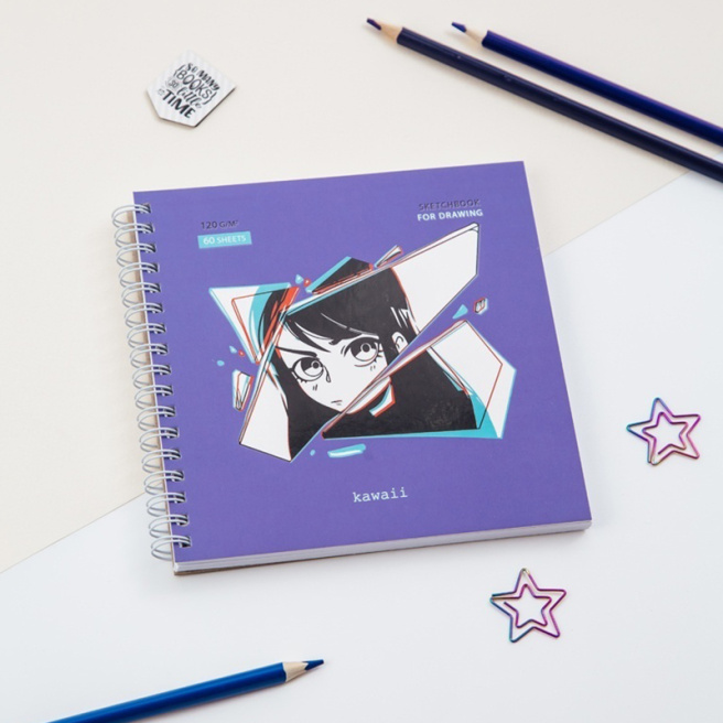 Sketchbook MESHU "Kawaii", cu spirală, A5, 60 foi