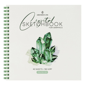 Sketchbook Greenwich Line "Crystal. Emerald Stone", cu spirală, 40 foi