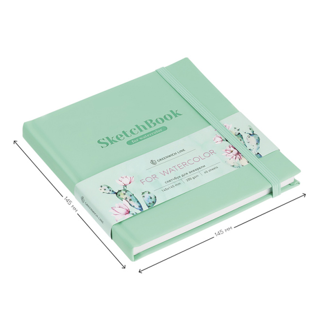 Sketchbook Greenwich Line, turcoaz, piele artificială, cu elastic, 40 foi