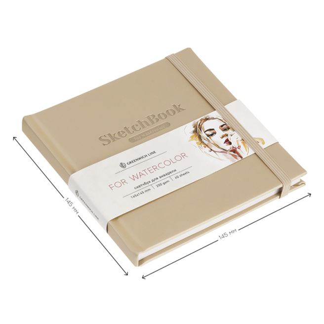 Sketchbook Greenwich Line, bej, piele articială, cu elastic, 40 foi