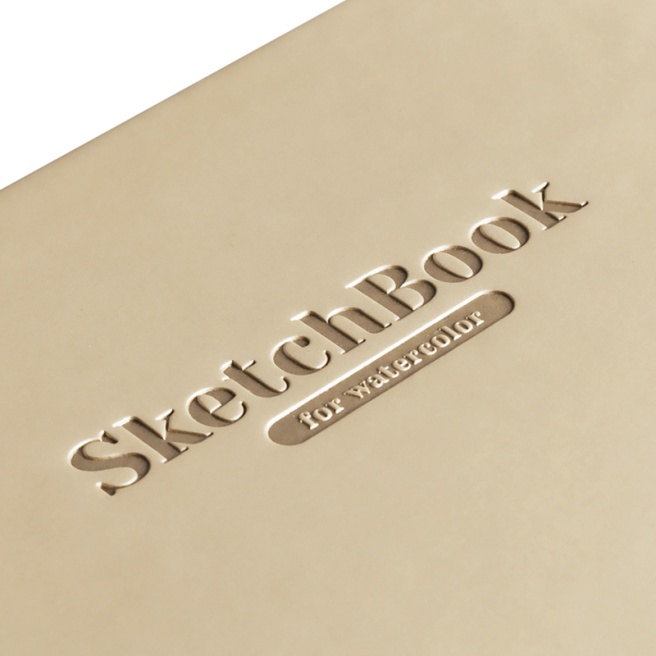 Sketchbook Greenwich Line, bej, piele articială, cu elastic, 40 foi