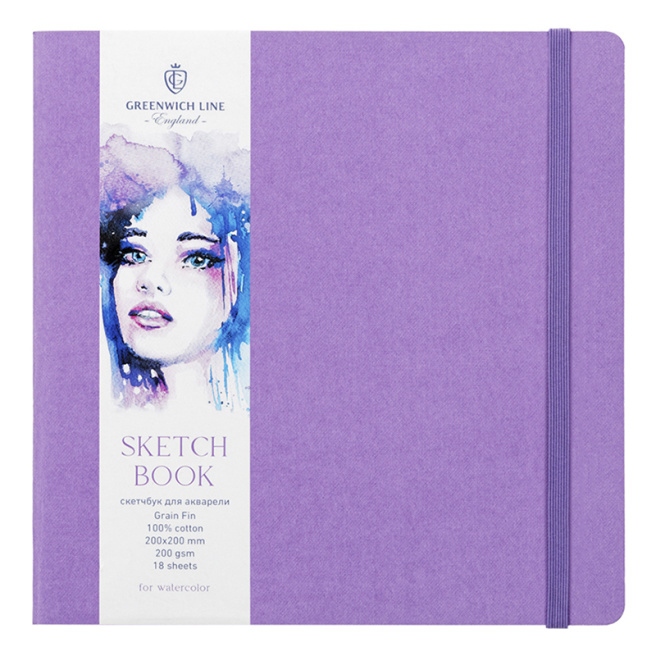Sketchbook Greenwich Line, mov, 100% bumbac, cu elastic, 18 foi