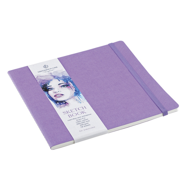 Sketchbook Greenwich Line, mov, 100% bumbac, cu elastic, 18 foi