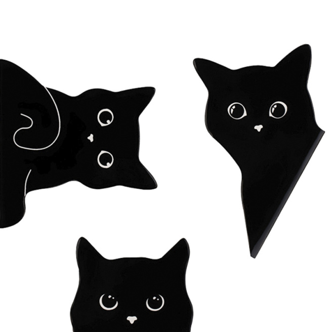 Semne de carte magnetice 3buc., MESHU, "Black cat"