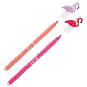Ручка гелевая стираемая MESHU "Flamingo" синяя, 0,5мм, корпус ассорти
