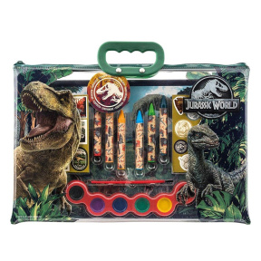 Set pentru desen în gentuță transparentă Jurassic World, 17 articole