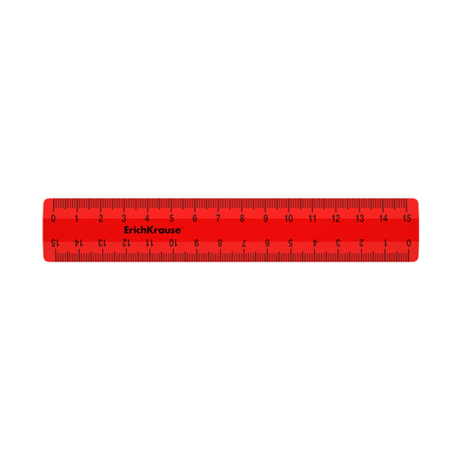 Riglă din plastic ErichKrause Classic 15 cm roșie