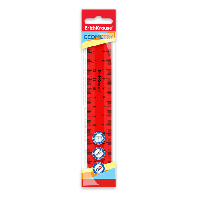 Riglă din plastic ErichKrause Classic 15 cm roșie