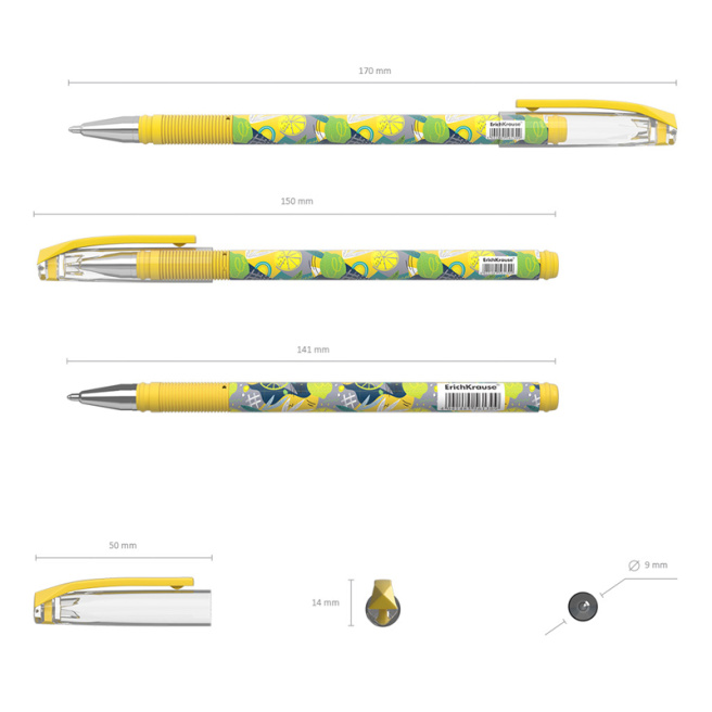 Pix cu bilă ErichKrause 0,7 mm Lime, albastru