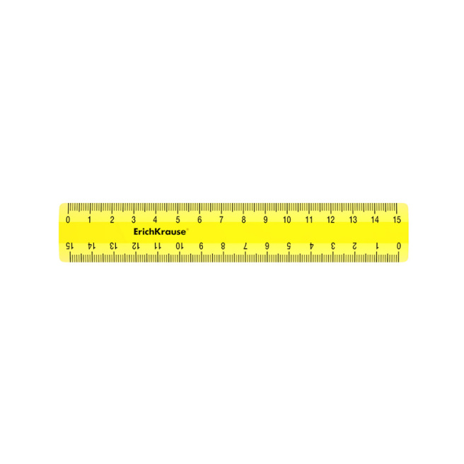 Riglă din plastic ErichKrause Neon 15 cm, galbenă