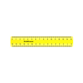 Riglă din plastic ErichKrause Neon 15 cm, galbenă