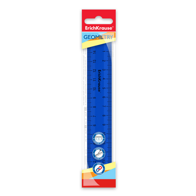 Riglă din plastic ErichKrause Classic 15 cm albastră