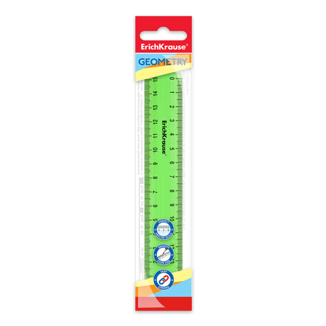 Riglă din plastic ErichKrause Neon 15 cm, verde