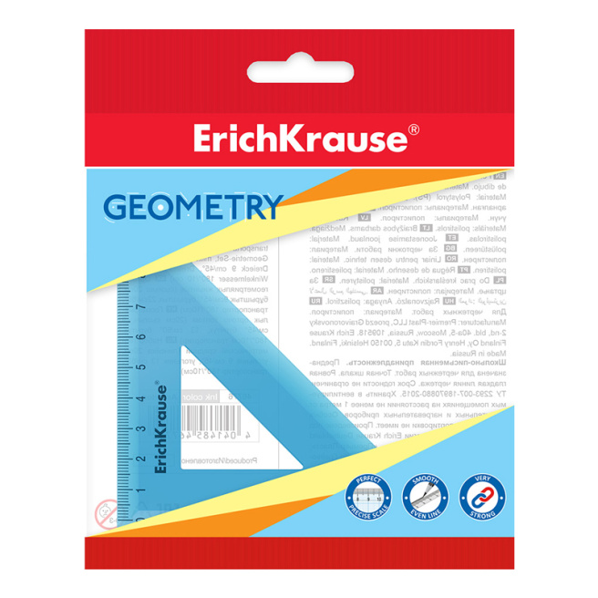 Echer ErichKrause Standart 90mm, 90°/45°, albastru, blister
