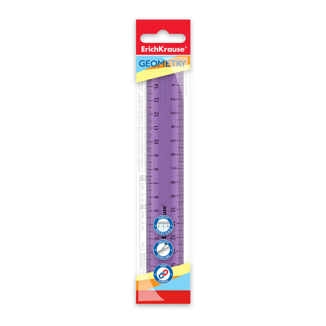 Riglă din plastic ErichKrause Standart 15 cm lilac