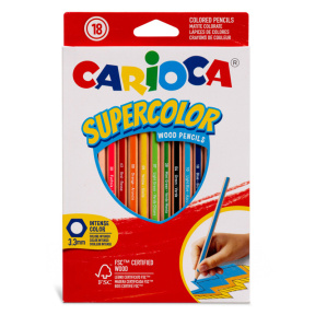 Set creioane colorate Carioca Supercolor, hexagonale, 18 culori